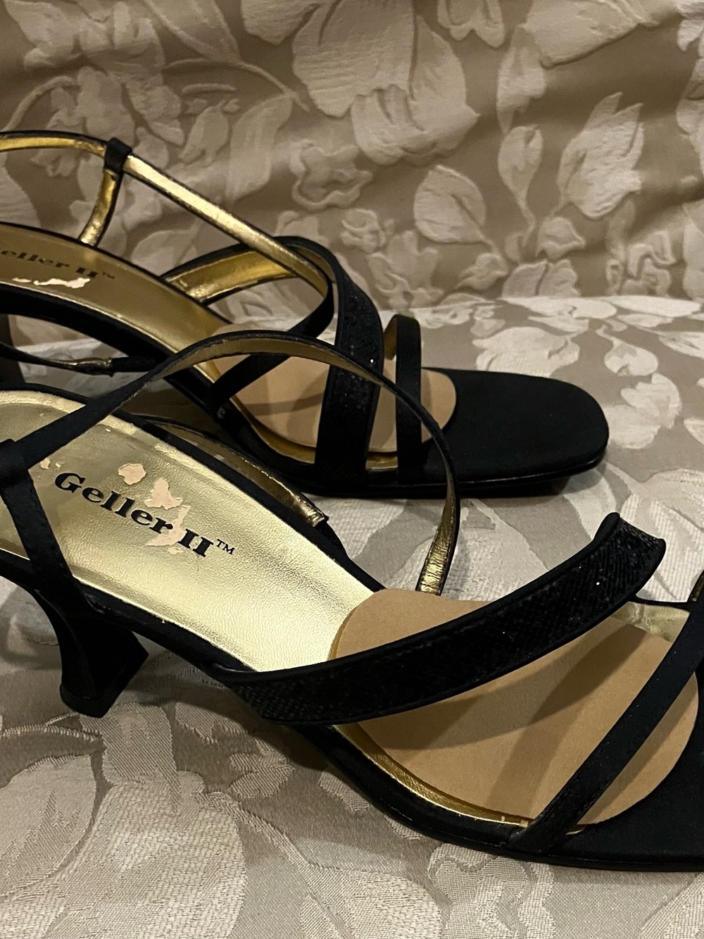 Black Strappy Mid-Heel Sandals
